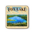 Fox Lake Scenic Coaster — Vintage Lakeview Hardboard Drink Coaster