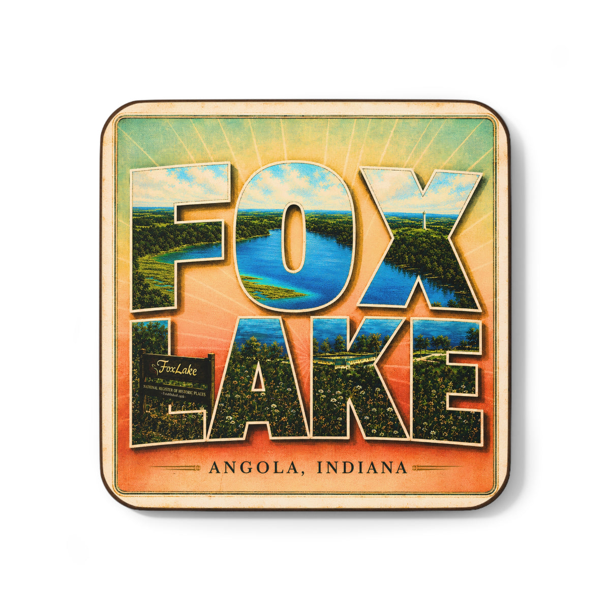Fox Lake Coaster — Lakeview Letters Hardboard Drink Coaster