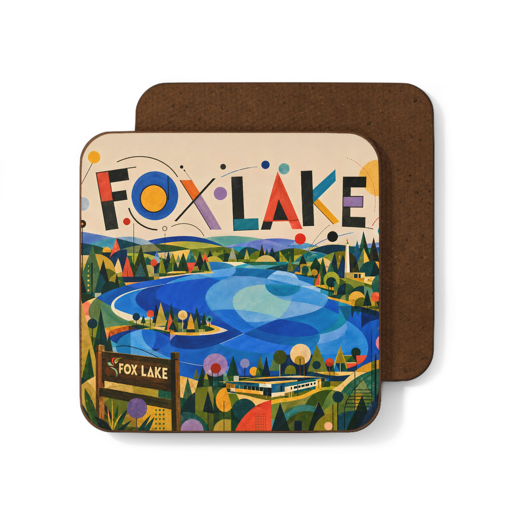 Fox Lake Coaster — Bauhaus Art Lakeview Hardboard Drink Coaster