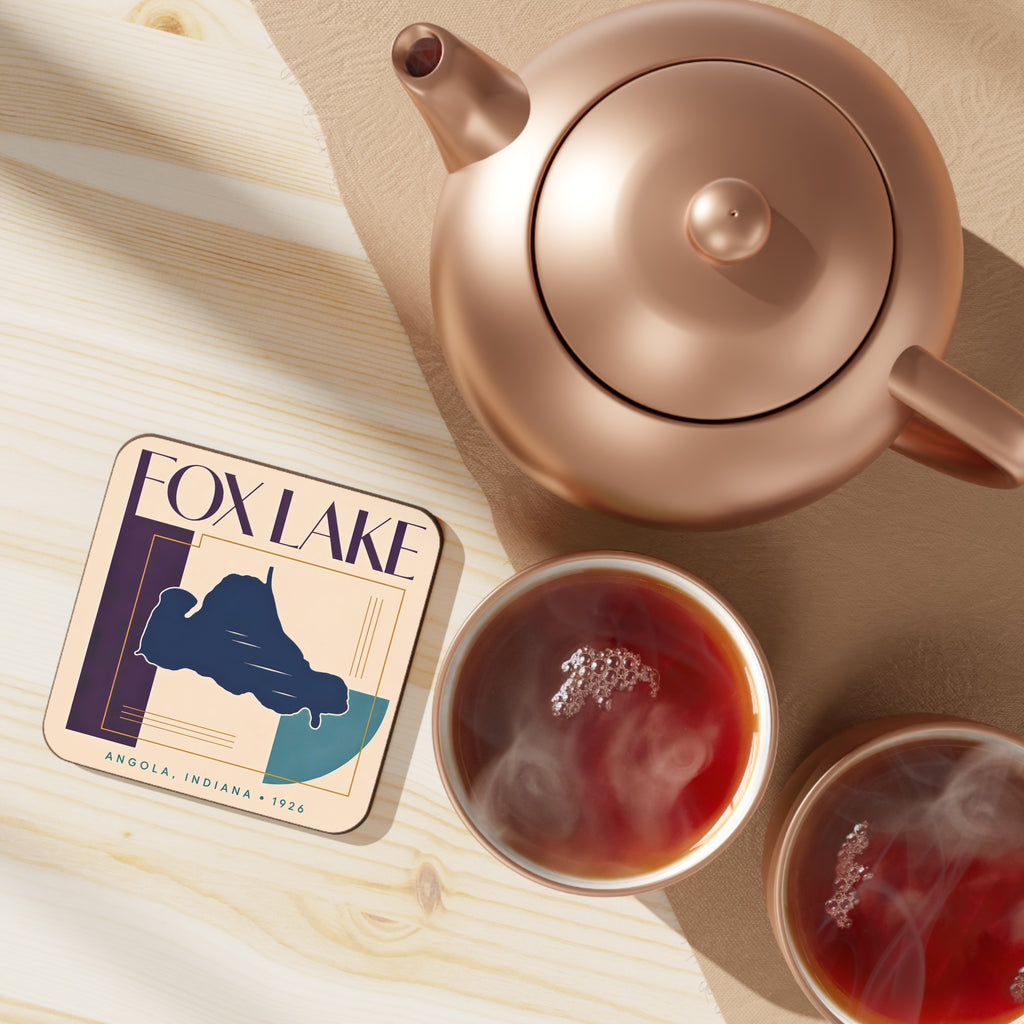 Fox Lake Coaster — Retro Lake Hardboard Drink Coaster