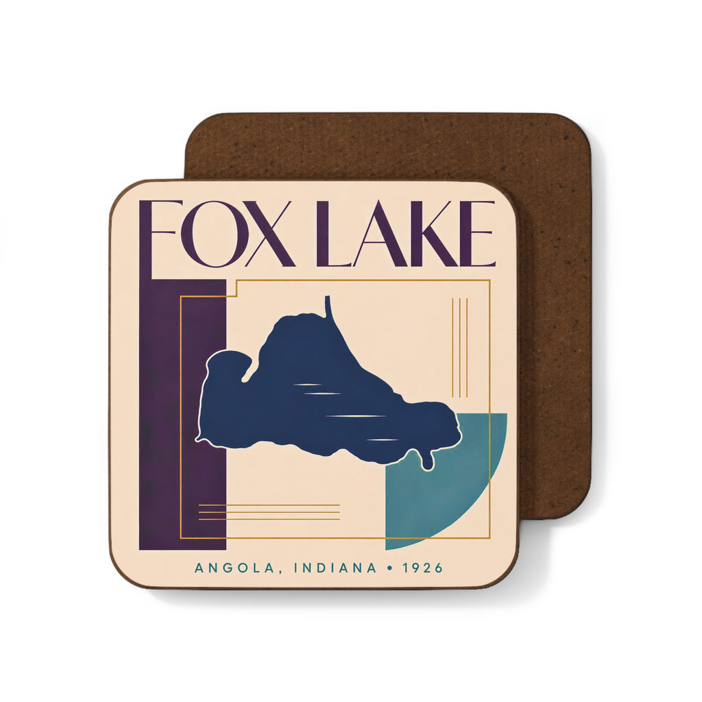 Fox Lake Coaster — Retro Lake Hardboard Drink Coaster