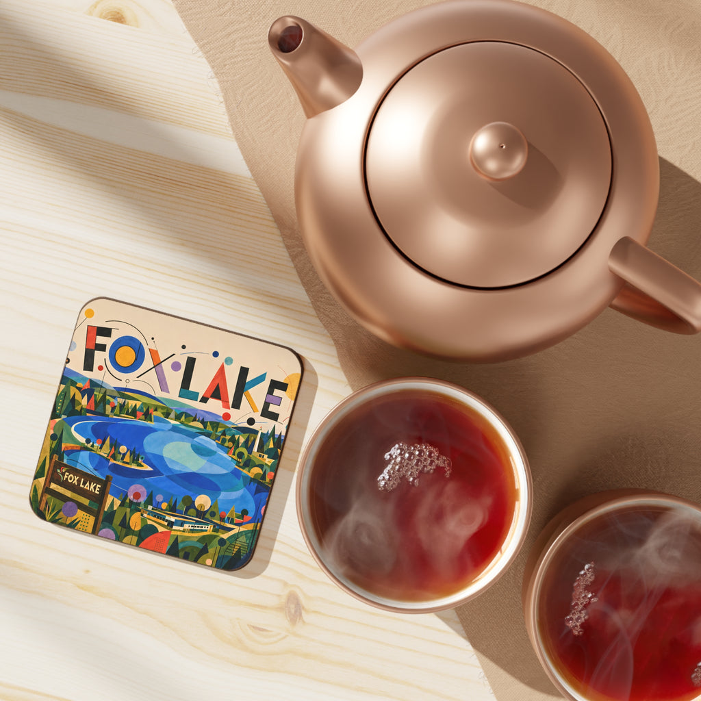 Fox Lake Coaster — Bauhaus Art Lakeview Hardboard Drink Coaster