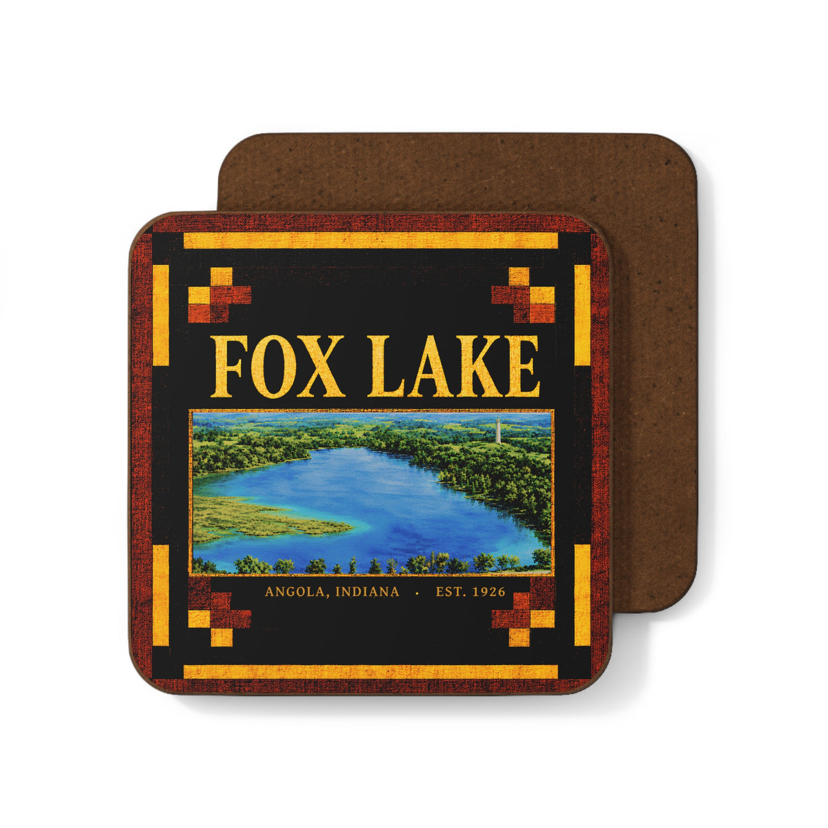 Fox Lake Scenic Coaster — Heritage Lakeview Hardboard Drink Coaster