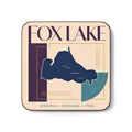 Fox Lake Coaster — Retro Lake Hardboard Drink Coaster