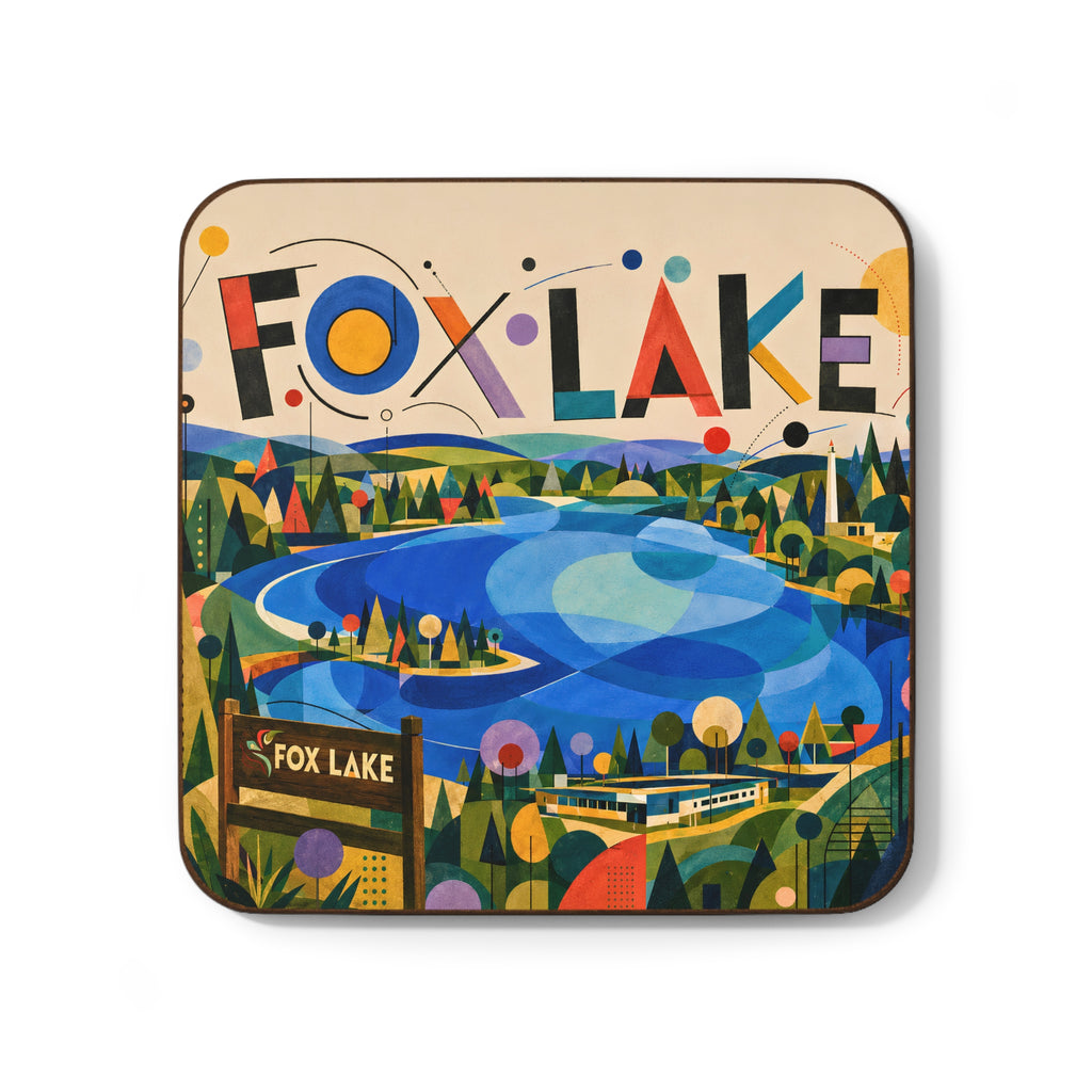 Fox Lake Coaster — Bauhaus Art Lakeview Hardboard Drink Coaster